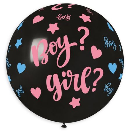 Шар (31''/80 см) Boy or Girl 2цв, Черный, 4 ст